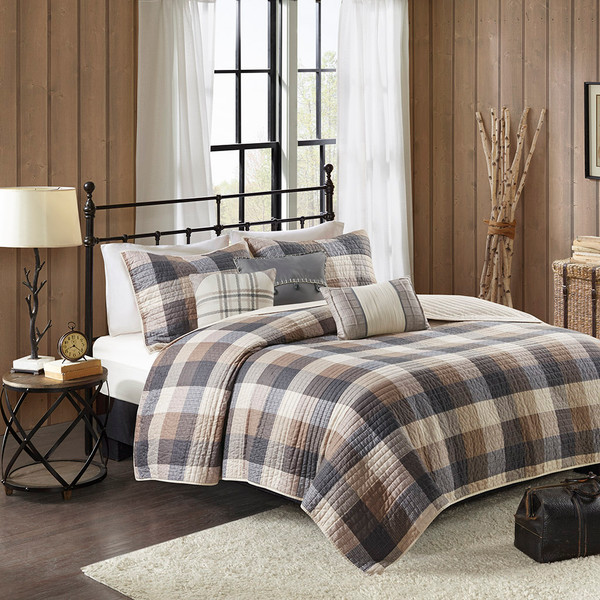 Olliix Ridge 6 Piece Reversible Herringbone Coverlet Set King Cal King Mp13 7218