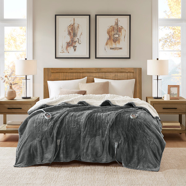 Olliix Woolrich Heated Plush To Berber Blanket Twin Wr54 1739