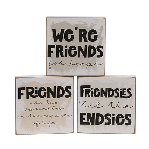 Friends For Keeps Square Block 3 Assorted Gh37910 By Cwi Gifts