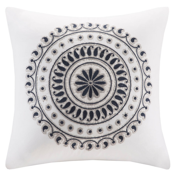 Ink Ivy Fleur Embroidered Square Pillow 18X18 Ii30 549 By Olliix