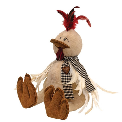 Stuffed Sitting Chicken With Gingham Bell Scarf Grj662 By Cwi Gifts