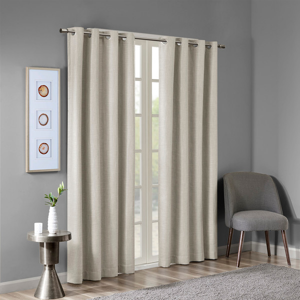Maya Printed Heathered Blackout Window Panel 50X54 Taupe Ss40 0030 By Olliix