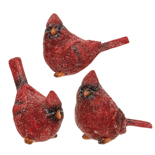Glittered Resin Sitting Cardinal 3 Assorted Grxf391453A By Cwi Gifts