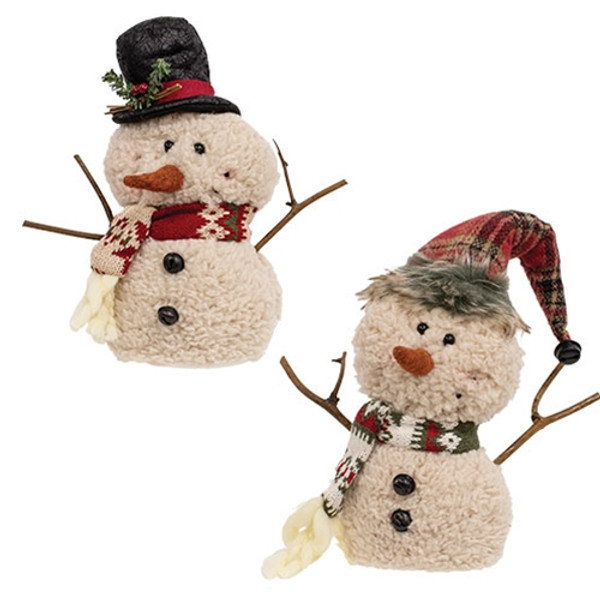 Stuffed Standing Sherpa Hat Scarf Snowman 2 Assorted Gxn5433 By Cwi Gifts