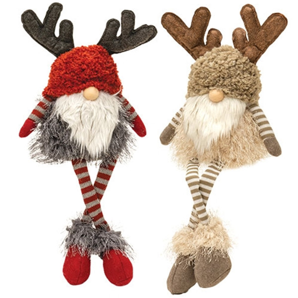 Dangle Leg Reindeer Gnome 2 Assorted Gzoe3025 By Cwi Gifts