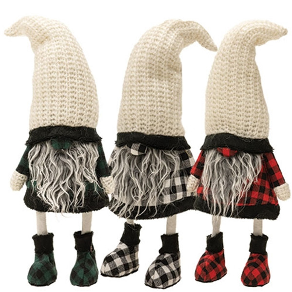 Plaid Wobble Gnome 3 Assorted Gzoe3058 By Cwi Gifts