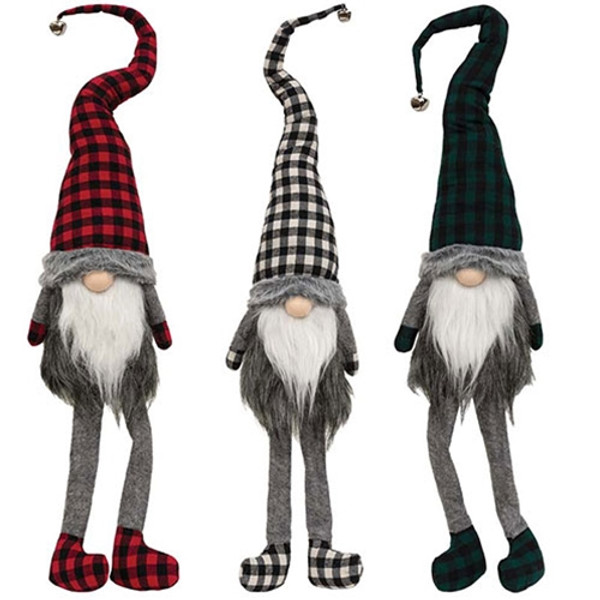 Buffalo Check Jingle Bell Gnome 3 Assorted Gzoe4151 By Cwi Gifts