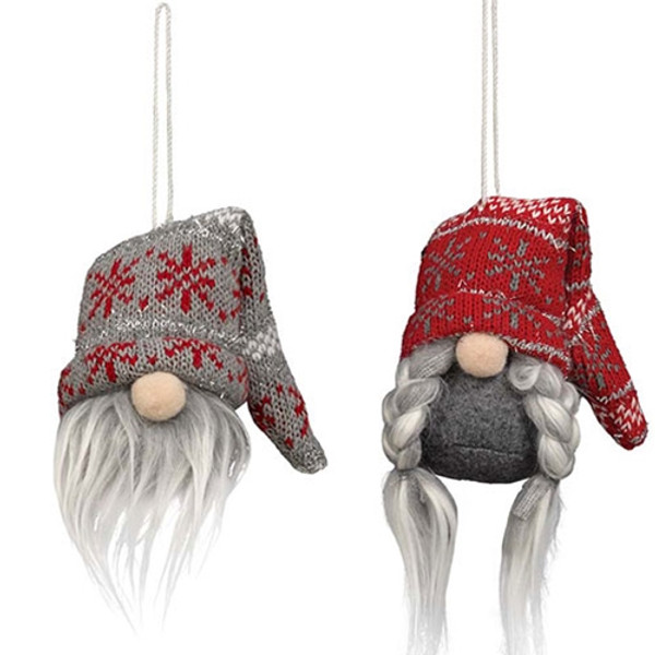 Mr Mrs Christmas Sweater Gnome Ornaments 2 Assorted Gzoe4156 By Cwi Gifts