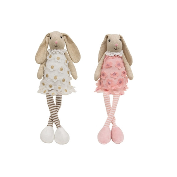 Flower Dress Dangle Legs Bunny 2 Assorted Gzoe5530 By Cwi Gifts