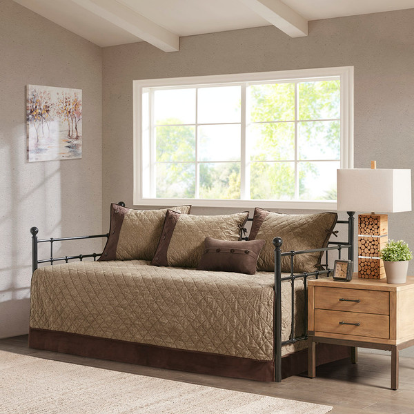 Olliix Mp13 6572 Madison Park Boone 100 Polyester 6Pcs Day Bed Coverbrown