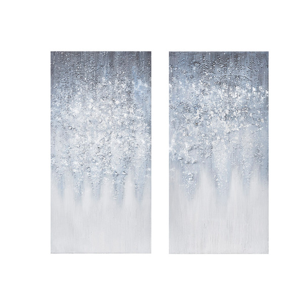 Olliix Madison Park Winter Glaze Heavy Textured Canvas With Glitter Embellishment 2 Piece Set Mp95C 0197