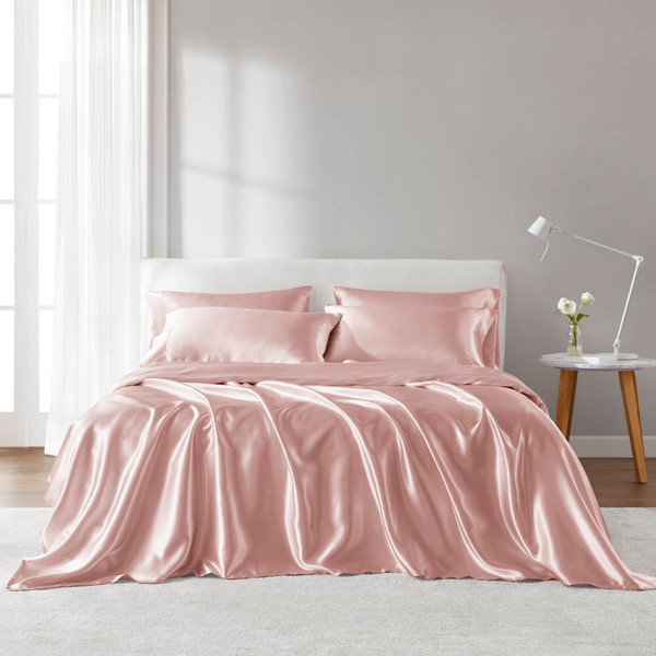 Olliix Madison Park Essentials Satin Wrinkle Free Luxurious 6 Piece Sheet Set Cal King Mpe20 775