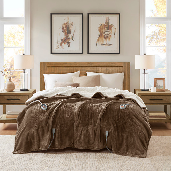 Olliix Woolrich Heated Plush To Berber Blanket Queen Wr54 1753