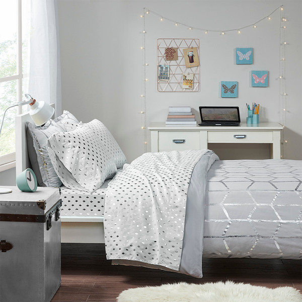 Olliix Intelligent Design Metallic Dot Printed Sheet Set Queen Id20 1743