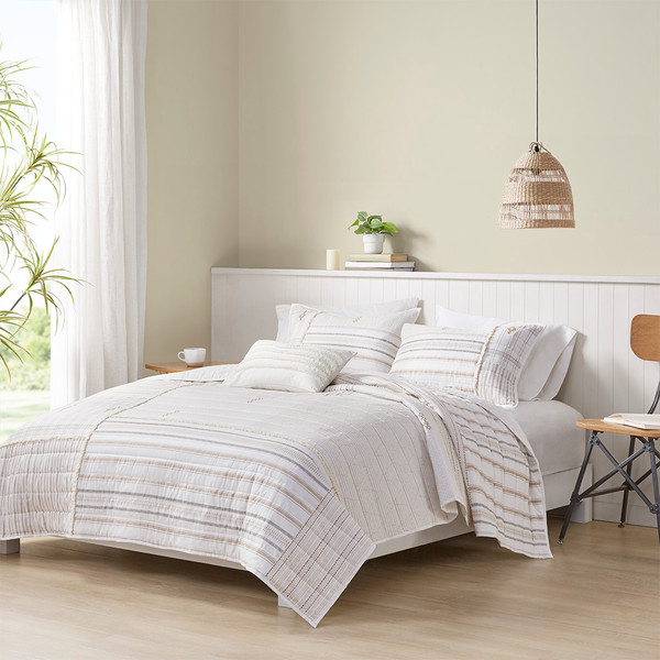 Olliix Salar Cotton Printed Coverlet Set With Trims King Cal King Ii13 1247