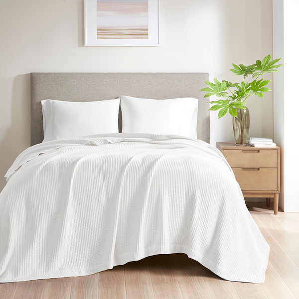 Olliix Waffle Weave Cotton Blanket Full Queen Br51N 3823