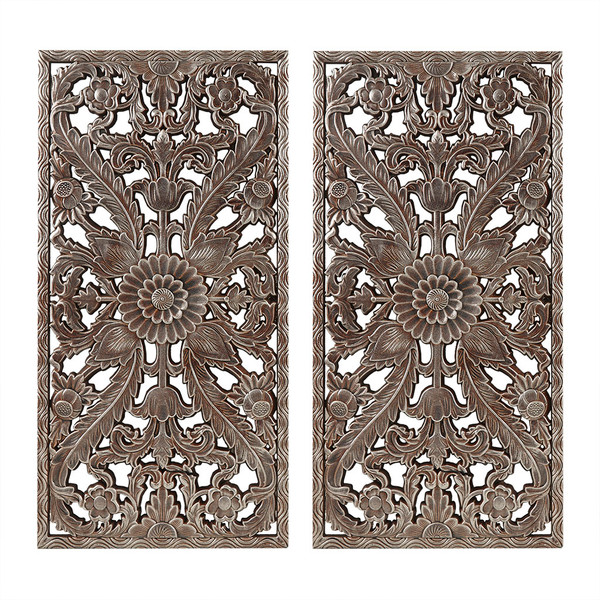 Olliix Botanical Panel Carved Wall 2 Piece Set Mp95B 0263