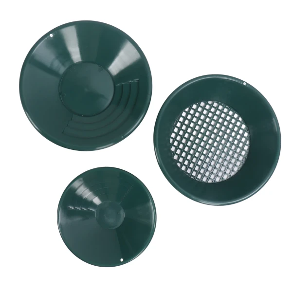 3PCS Gold Panning Pan Plastic Gold Washing Pan Kit Hand Operated Round