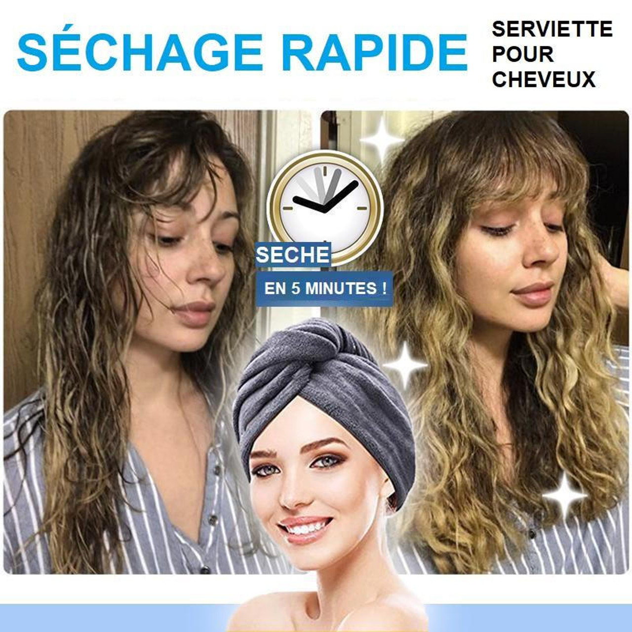 mreechan Cheveux Serviette, 4 pièces Cheveux Séchage Serviettes,Ser