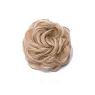 Chignon Postiche Synthétique Blond Clair Méché - Cheveux Bouclés Style Chouchou - Taille Moyenne - Pour Femme
