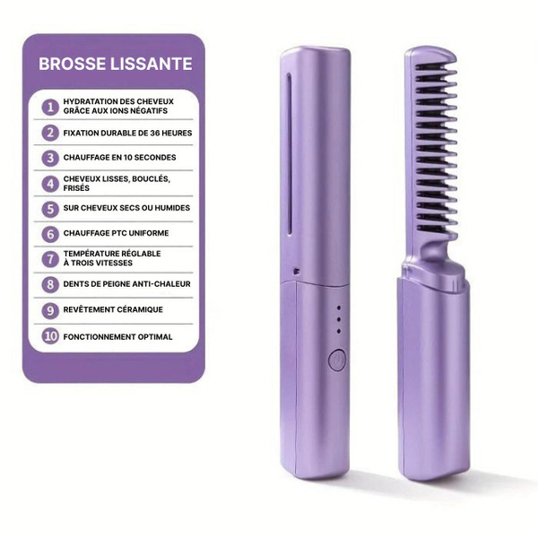 Brosse Lissante Sans Fil Rechargeable zaxx