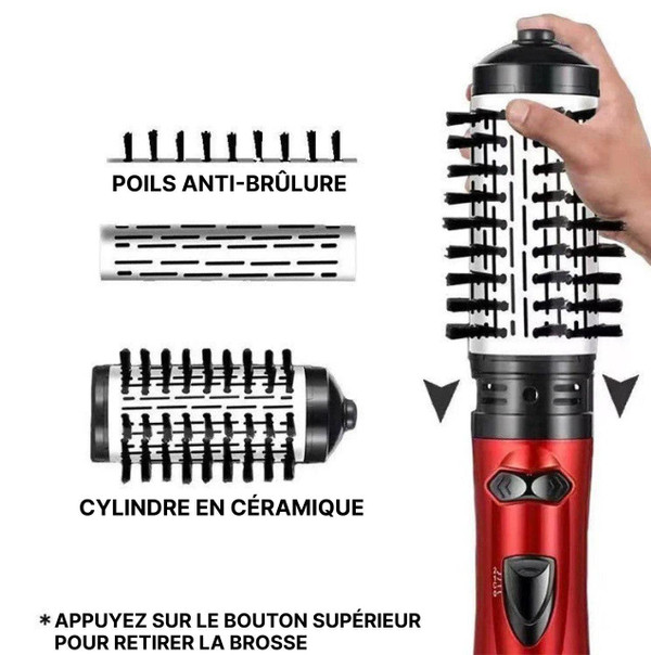 Brosse Soufflante Chauffante 2-en-1 Pour Lisser Et Boucler Les Cheveux zaxx