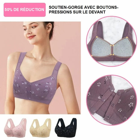 Soutien-gorge Confort à Boutons Devant Lot De 2 - En Coton - Fermeture Frontale - Pour Femmes âgées Ou Recherche De Confort - 5