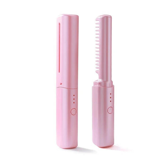 Mini Brosse Lissante Chauffante Sans Fil - Ionisante, 3 Modes, Rechargeable USB, Neuf