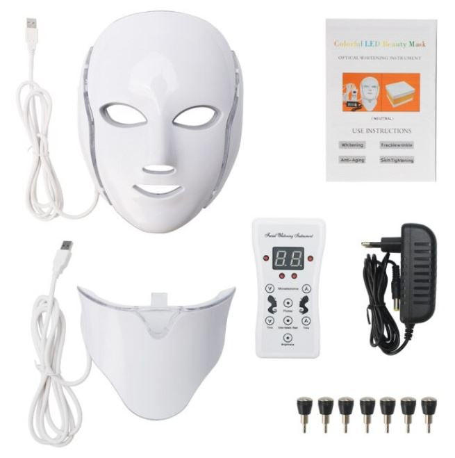 7 LED masque de luminothérapie visage et cou soins de la peau anti-âge  beauté instrument couleur masque de lumière EU Plug - Cdiscount  Electroménager