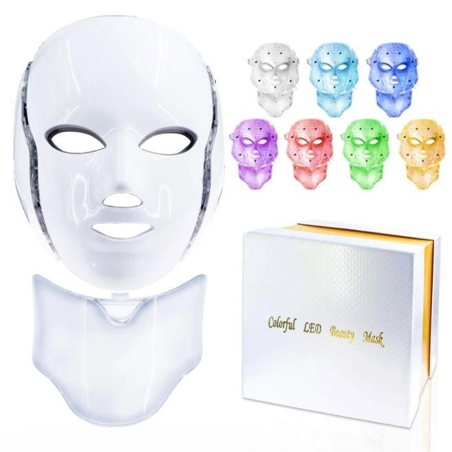 7 LED masque de luminothérapie visage et cou soins de la peau anti-âge  beauté instrument couleur masque de lumière EU Plug - Cdiscount  Electroménager