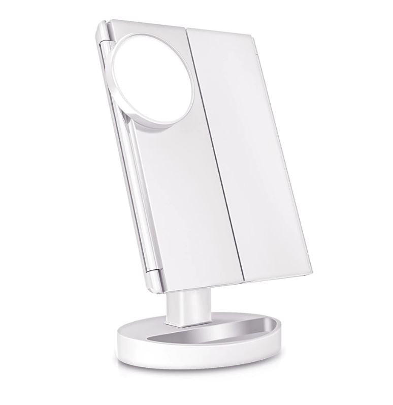 Kedsum Miroir de voyage pliable avec éclairage LED, miroir double face avec  lumières, miroir pliable lumineux et grossissant 1 x 10 x (blanc) noir :  : Beauté et Parfum