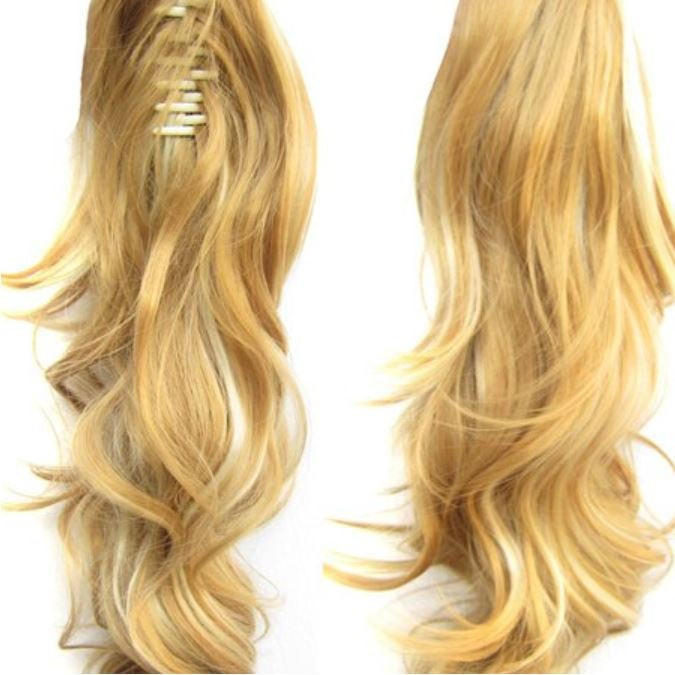 Extension Cheveux Queue De Cheval - 40cm Mi-longue, Châtain Clair Doré, Synthétique - Neuf Avec étiquettes
