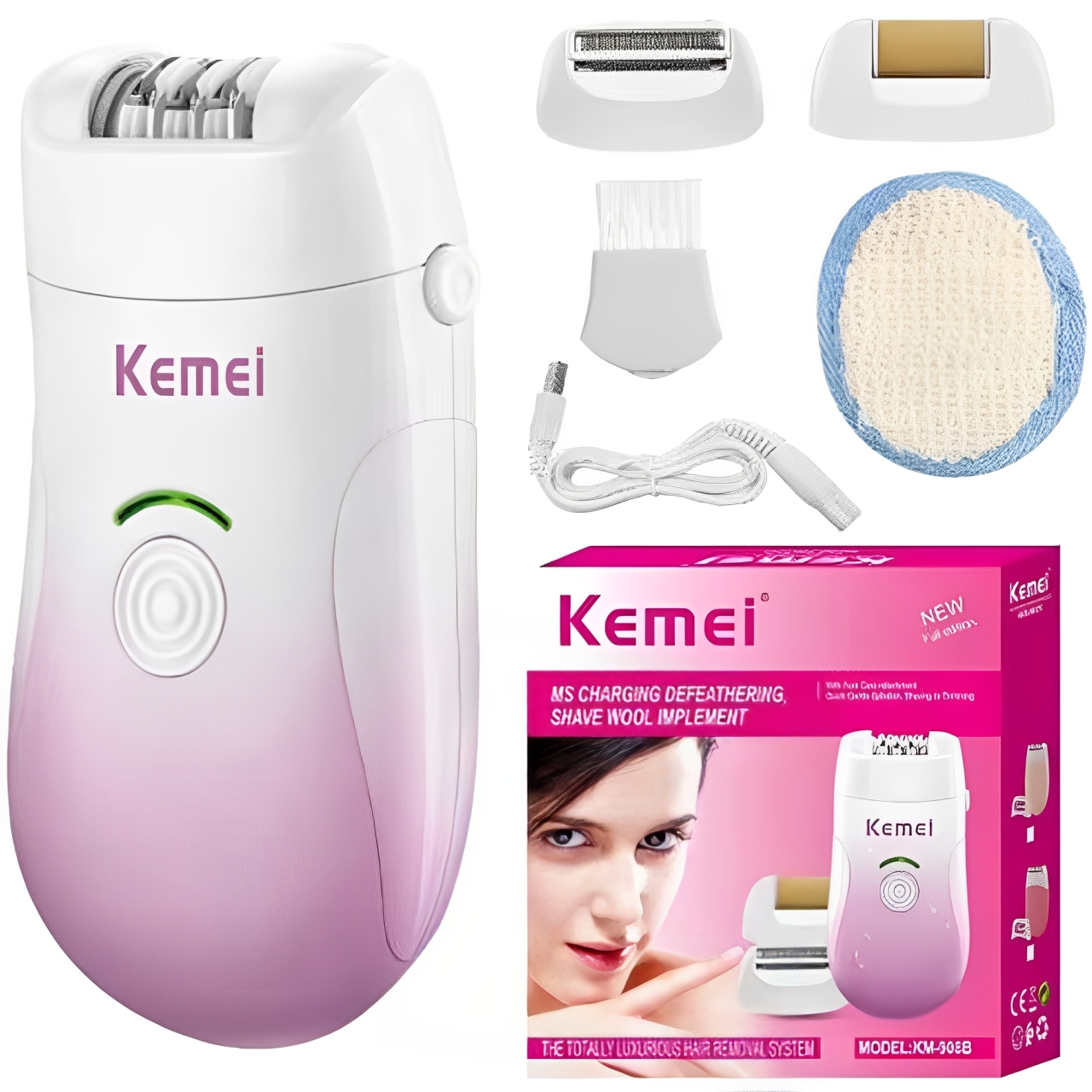 Épilateur Électrique pour Visage et Corps Femme | Poils Menton - Rose