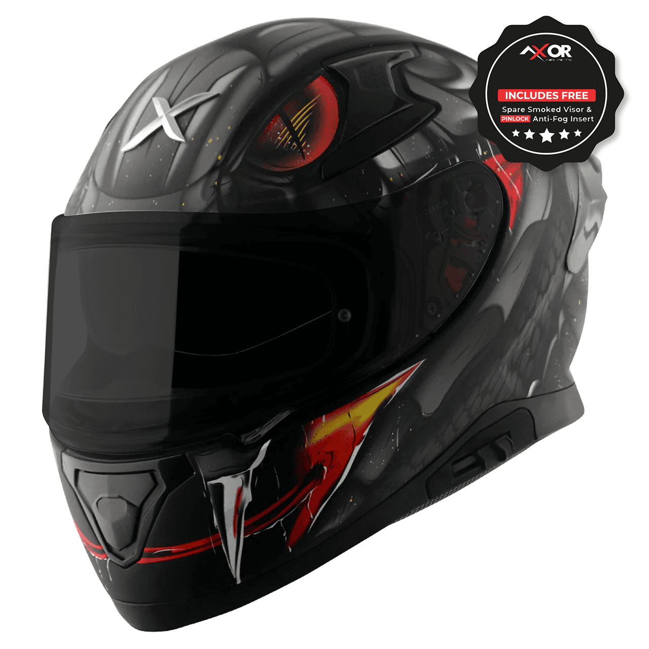 AXOR Apex Full Face Helmet Venomous Black Grey Matt Webbs