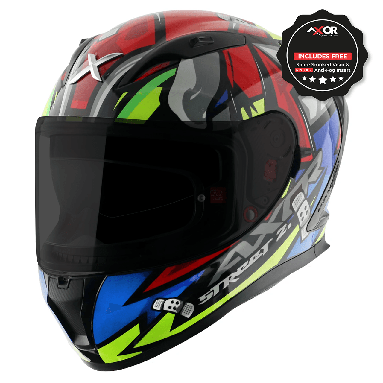 AXOR Street Full Face Helmet Bobby Black Red Gloss Webbs