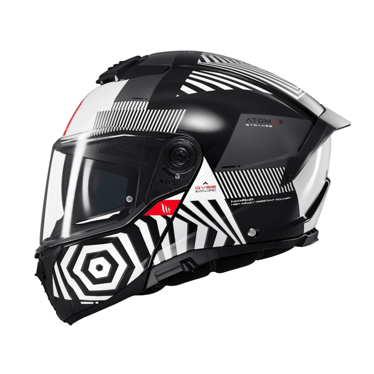 mt axxis atom helmet Wolf Racon Gloss White | It accommodates the UCS Bluetooth intercom system (sold separately) MT Helmets - Atom SV