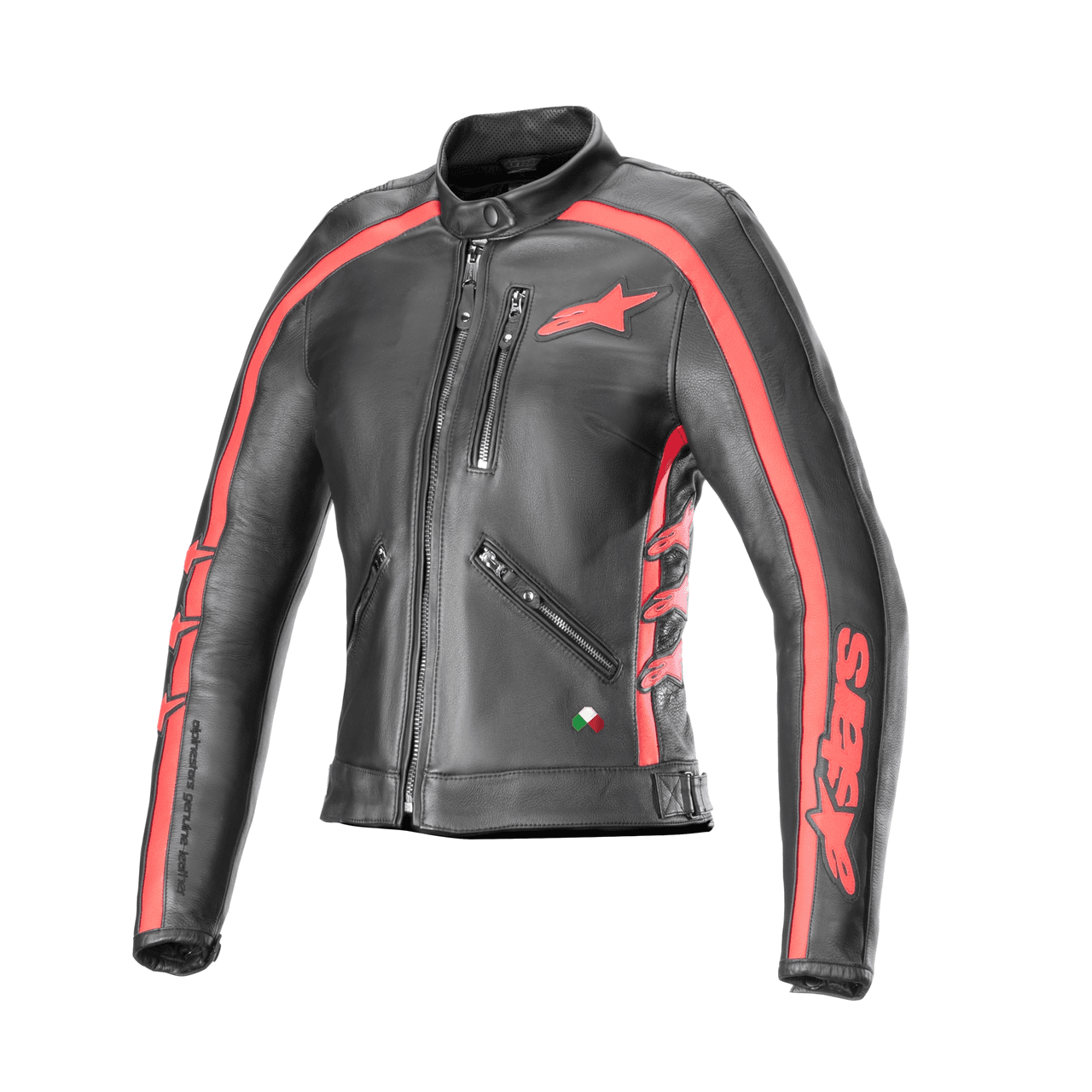 Alpinestars | STELLA DYNO LEATHER JACKET – BLACK / HAUTE RED | Webbs