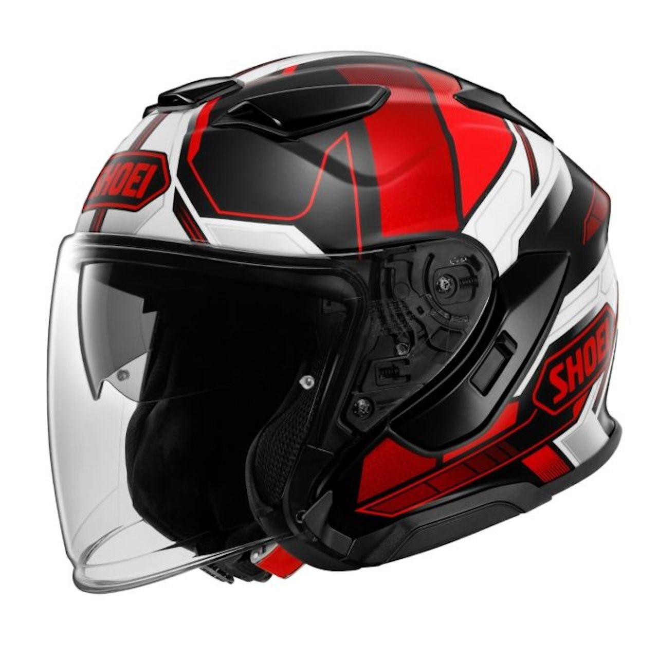 Shoei | j-cruise 3 whizzy tc-1 black / red – open face helmet | Webbs