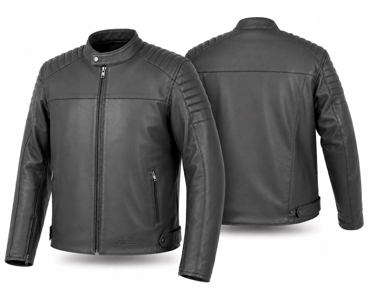 Mens Motorcycle Jackets | venti-ace-leather-jacket-black | Webbs