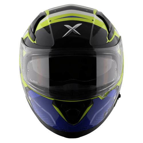 AXOR Apex Full Face Helmet Hex-2 Neon Yellow Blue Gloss Webbs