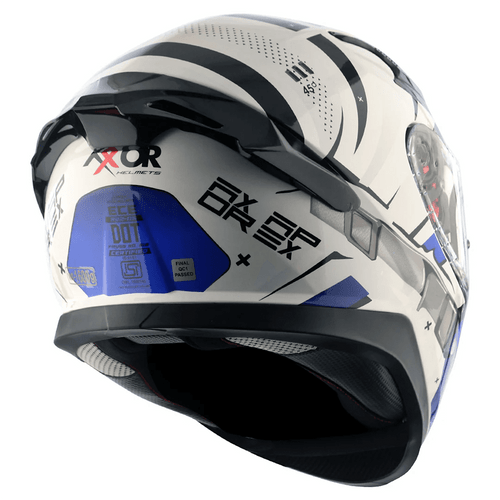 AXOR Apex Full Face Helmet Hex-2 White Blue Gloss Webbs