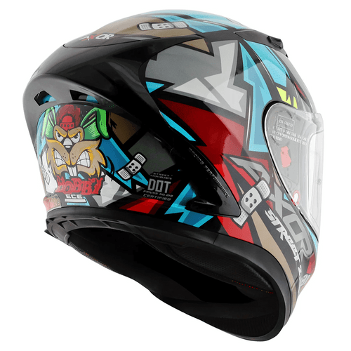 AXOR Street Full Face Helmet Bobby Black Blue Gloss Webbs