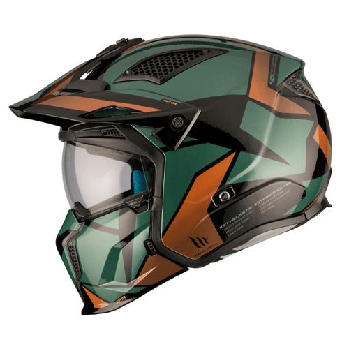  MT STREETFIGHTER SV S P1R – BLACK / GREEN / GOLD MATT – ADVENTURE FULL FACE 