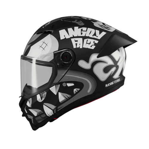  AXXIS FENIX ANGRY FACE B2 – BLACK / GREY / WHITE MATT – FULL FACE 