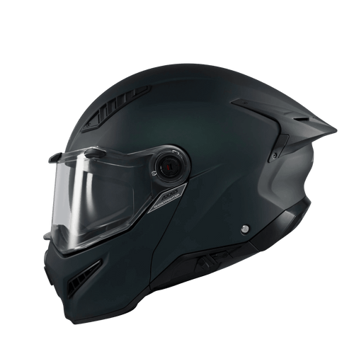 AXXIS GHOSTFIGHTER SV SOLID A1 helmet, black matte flip-up motorcycle helmet with a clear visor by Webbs Motorcycles.
