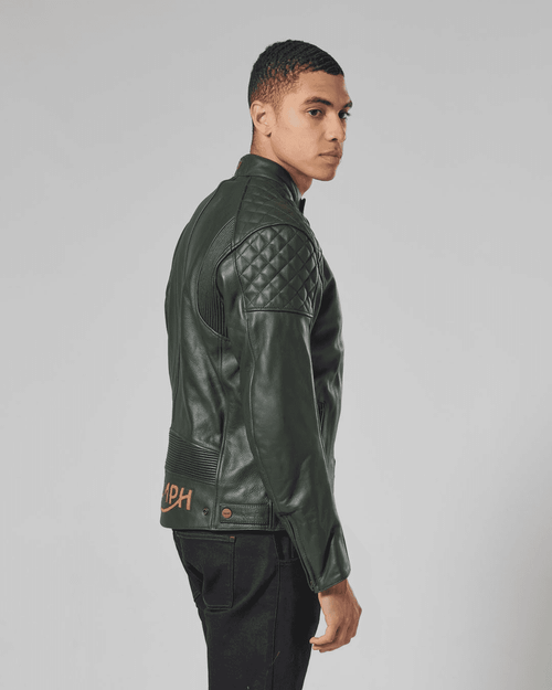 Triumph | BRADDAN LEATHER MOTORCYCLE JACKET RACING GREEN | Webbs
