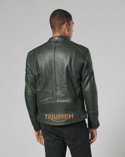 Triumph | BRADDAN LEATHER MOTORCYCLE JACKET RACING GREEN | Webbs
