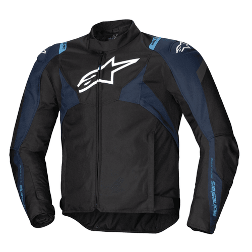 ALPINESTARS T-JAWS V4 WATERPROOF JACKET – BLACK / DARK BLUE / BLITHE BLUE   at Webbs Motorcycles