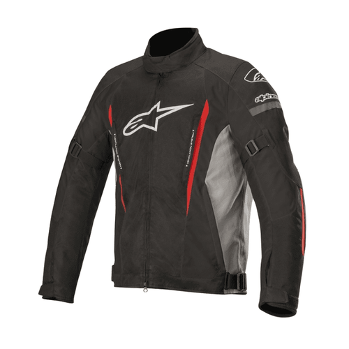 ALPINESTARS GUNNER V2 WATERPROOF JACKET – BLACK / GREY / RED   at Webbs Motorcycles
