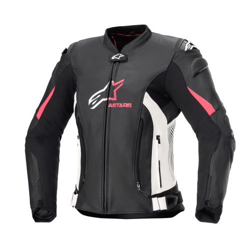 ALPINESTARS STELLA GP PLUS V4 LEATHER JACKET – BLACK / WHITE / DIVA PINK – WOMEN’S   at Webbs Motorcycles
